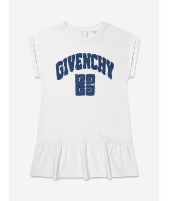 Givenchy Girls Logo Applique Dress in White Amélioration de cerveau avec