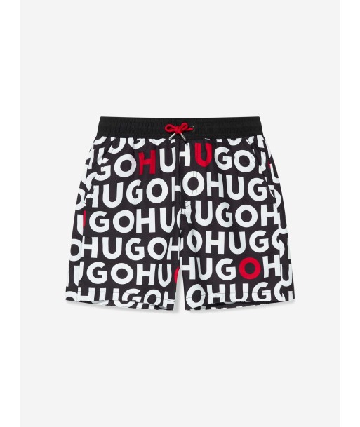 Hugo Boys Monogram Swim Shorts in Black Vous souhaitez 