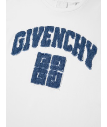 Givenchy Girls Logo Applique Dress in White Amélioration de cerveau avec