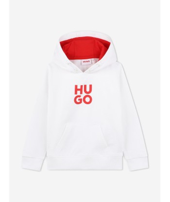 Hugo Boys Logo Print Hoodie in White Comparez plus de prix