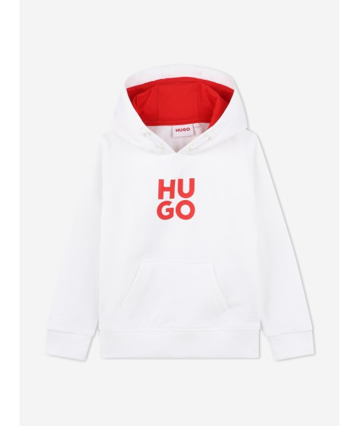 Hugo Boys Logo Print Hoodie in White Comparez plus de prix