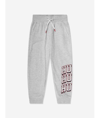 Hugo Boys Logo Print Joggers in Grey la colonne vertébrale