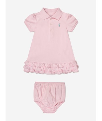 Ralph Lauren Baby Girls Ruffle Polo Dress in Pink à prix réduit toute l'année