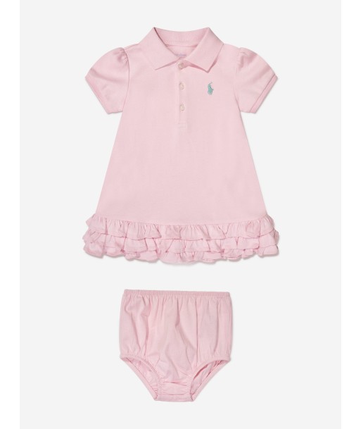 Ralph Lauren Baby Girls Ruffle Polo Dress in Pink à prix réduit toute l'année