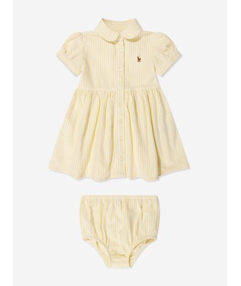 Ralph Lauren Baby Girls Striped Oxford Shirt Dress in Yellow l'achat 