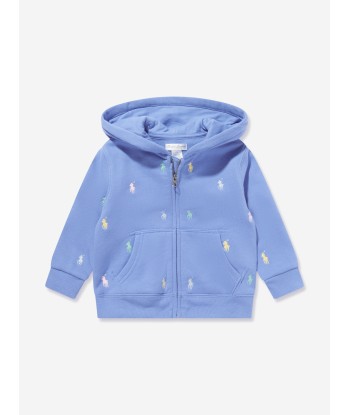 Ralph Lauren Baby Boys Logo Zip Up Top in Blue destockage