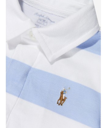 Ralph Lauren Baby Boys Striped Rugby Romper in Blue Fin de série