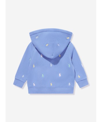 Ralph Lauren Baby Boys Logo Zip Up Top in Blue destockage