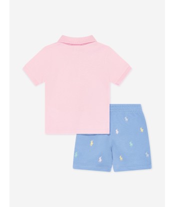 Ralph Lauren Baby Boys Polo Shirt And Short Set in Pink Fin de série