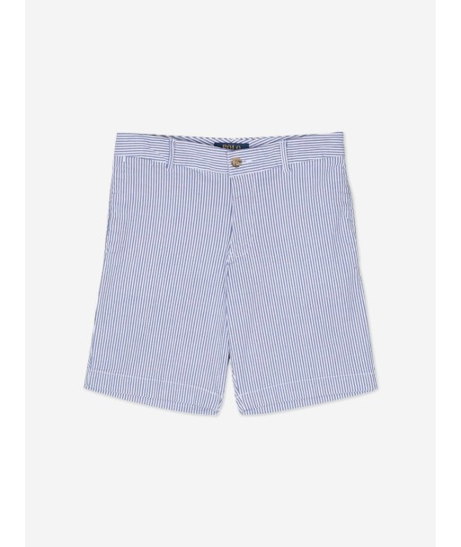 Ralph Lauren Boys Seersucker Preppy Shorts in Blue la colonne vertébrale