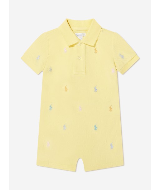 Ralph Lauren Baby Boys Logo Romper in Yellow pas cher