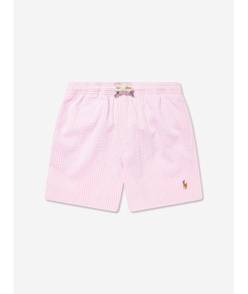 Ralph Lauren Boys Seersucker Swim Shorts in Pink meilleur choix