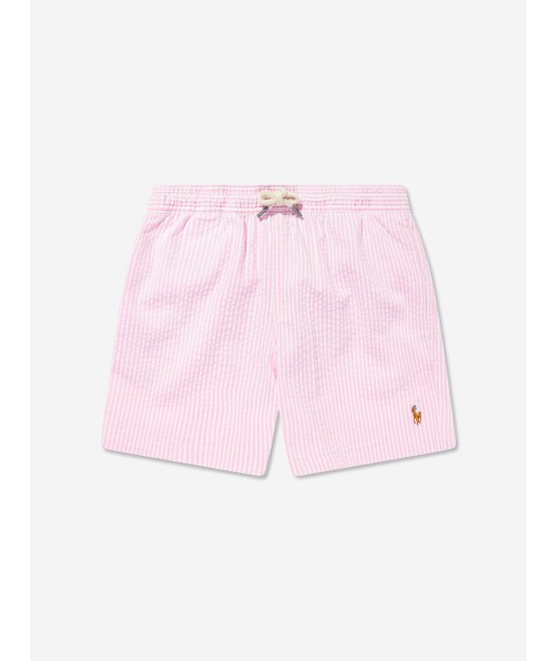 Ralph Lauren Boys Seersucker Swim Shorts in Pink meilleur choix