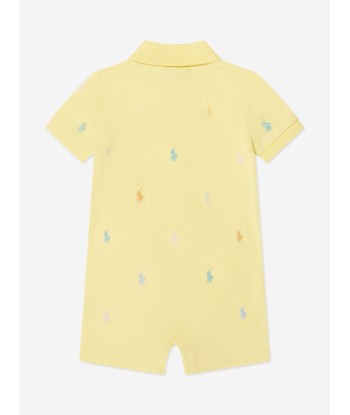 Ralph Lauren Baby Boys Logo Romper in Yellow pas cher