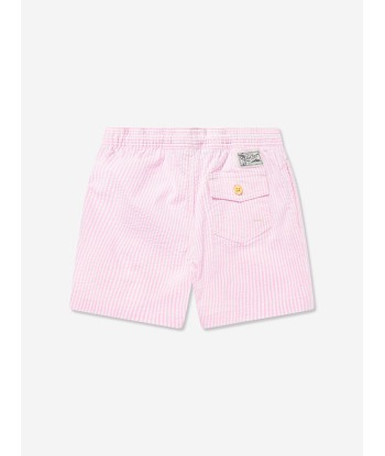 Ralph Lauren Boys Seersucker Swim Shorts in Pink meilleur choix