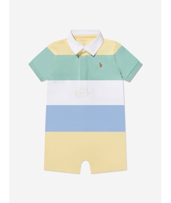 Ralph Lauren Baby Boys Striped Rugby Romper in Multicolour france