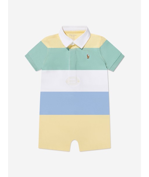 Ralph Lauren Baby Boys Striped Rugby Romper in Multicolour france