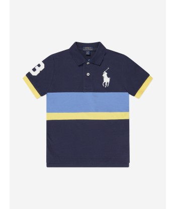 Ralph Lauren Boys Striped Polo Shirt in Navy les ctes