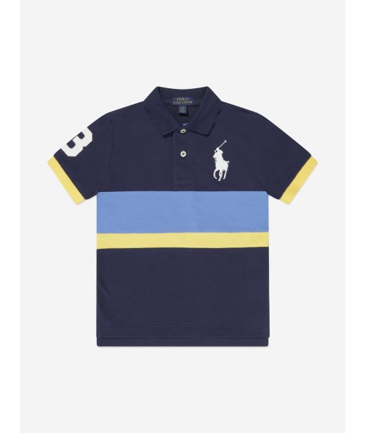 Ralph Lauren Boys Striped Polo Shirt in Navy les ctes