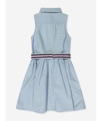 Ralph Lauren Girls Sleeveless Shirt Dress in Blue solde