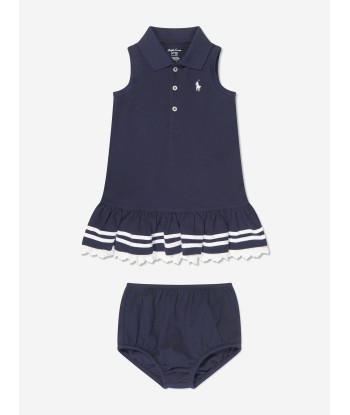 Ralph Lauren Baby Girls Sailor Polo Dress in Navy destockage