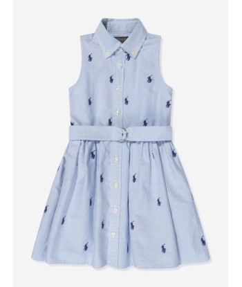 Ralph Lauren Girls Sleeveless Shirt Dress in Blue ou a consommer sur place