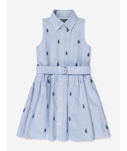 Ralph Lauren Girls Sleeveless Shirt Dress in Blue ou a consommer sur place