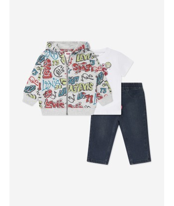 Levi's Baby Graffiti Tag Denim Set in Grey en ligne des produits 