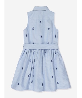 Ralph Lauren Girls Sleeveless Shirt Dress in Blue ou a consommer sur place