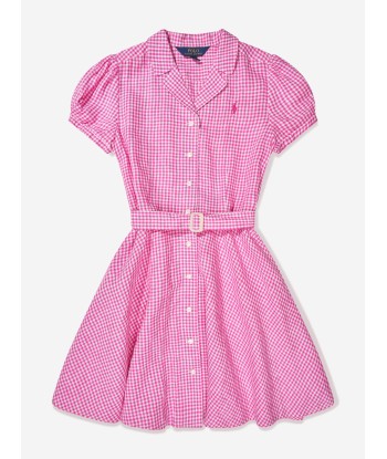 Ralph Lauren Girls Gingham Shirt Dress in Pink en linge