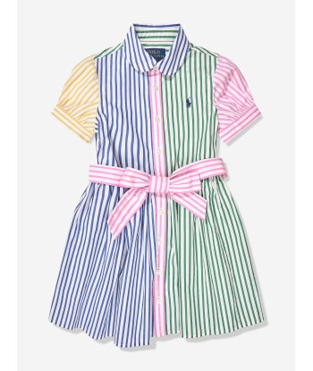 Ralph Lauren Girls Striped Shirt Dress in Multicolour en stock