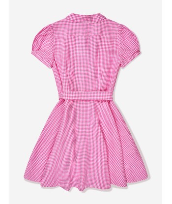 Ralph Lauren Girls Gingham Shirt Dress in Pink en linge