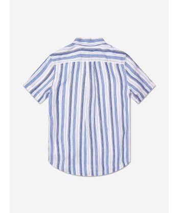 Ralph Lauren Boys Striped Short Sleeve Shirt in Blue Véritable concentré