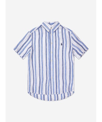 Ralph Lauren Boys Striped Short Sleeve Shirt in Blue Véritable concentré