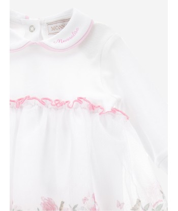 Monnalisa Baby Girls Tutu Babygrow in White de France