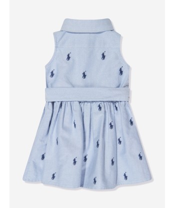 Ralph Lauren Girls Sleeveless Shirt Dress in Blue ou a consommer sur place