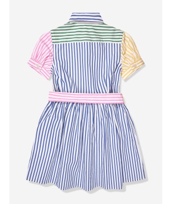 Ralph Lauren Girls Striped Shirt Dress in Multicolour en stock