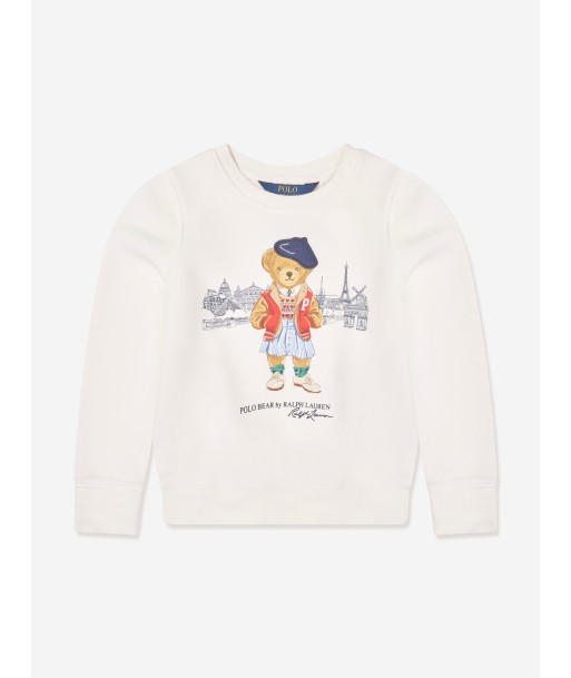 Ralph Lauren Girls Bear Sweatshirt in White Les magasins à Paris et en Île-de-France