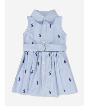 Ralph Lauren Girls Sleeveless Shirt Dress in Blue ou a consommer sur place