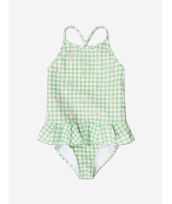 Ralph Lauren Girls Gingham Logo Swimsuit in Green s'inspire de l'anatomie humaine