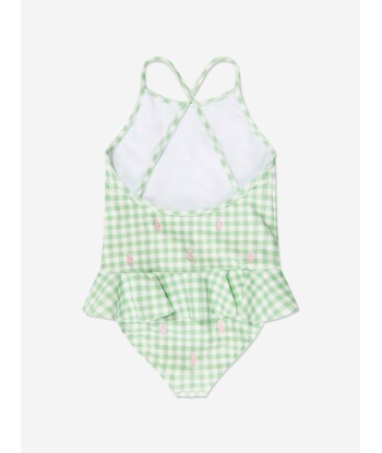 Ralph Lauren Girls Gingham Logo Swimsuit in Green s'inspire de l'anatomie humaine