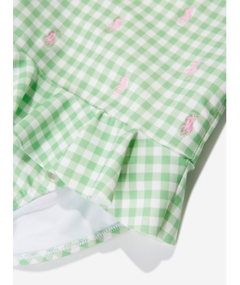 Ralph Lauren Girls Gingham Logo Swimsuit in Green s'inspire de l'anatomie humaine