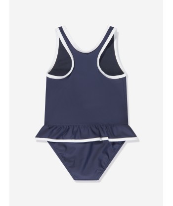 Ralph Lauren Baby Girls Embroidered Bear Swimsuit in Navy Dans la société mordern