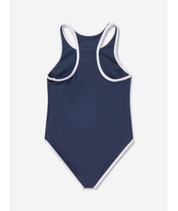 Ralph Lauren Girls Embroidered Bear Swimsuit in Navy solde