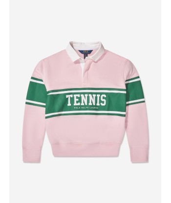 Ralph Lauren Girls Rugby Fleece Sweatshirt in Pink Paris Déstockage Promo