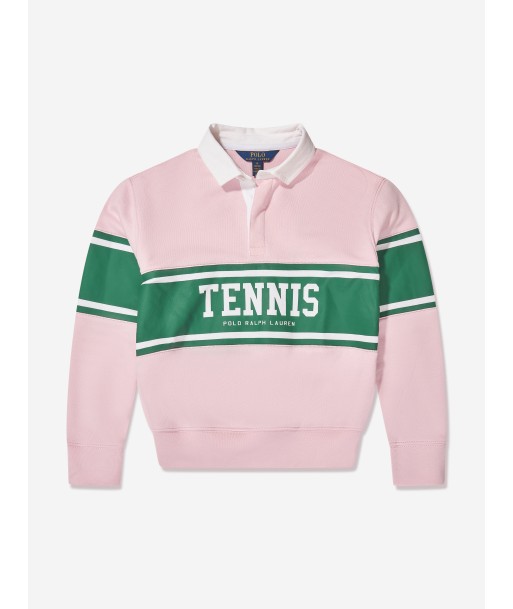 Ralph Lauren Girls Rugby Fleece Sweatshirt in Pink Paris Déstockage Promo