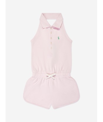 Ralph Lauren Girls Halterneck Playsuit in Pink Paris Déstockage Promo