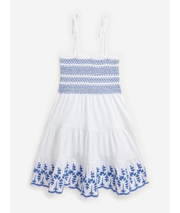 Ralph Lauren Girls Eyelet Embroidered Strap Dress in White Fin de série