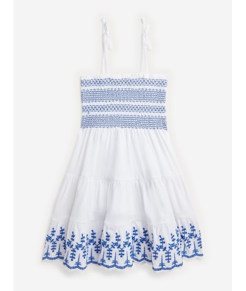 Ralph Lauren Girls Eyelet Embroidered Strap Dress in White Fin de série