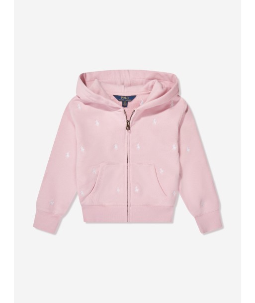 Ralph Lauren Girls Logo Zip Up Top in Pink Amélioration de cerveau avec